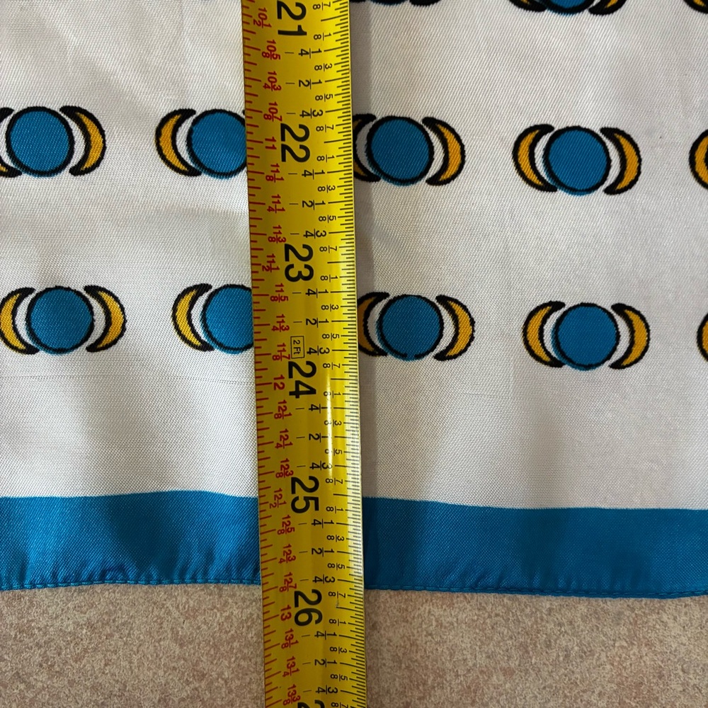 White With Yellow Moons & Blue Suns Patterned Square Scarf - Picture 5 of 8